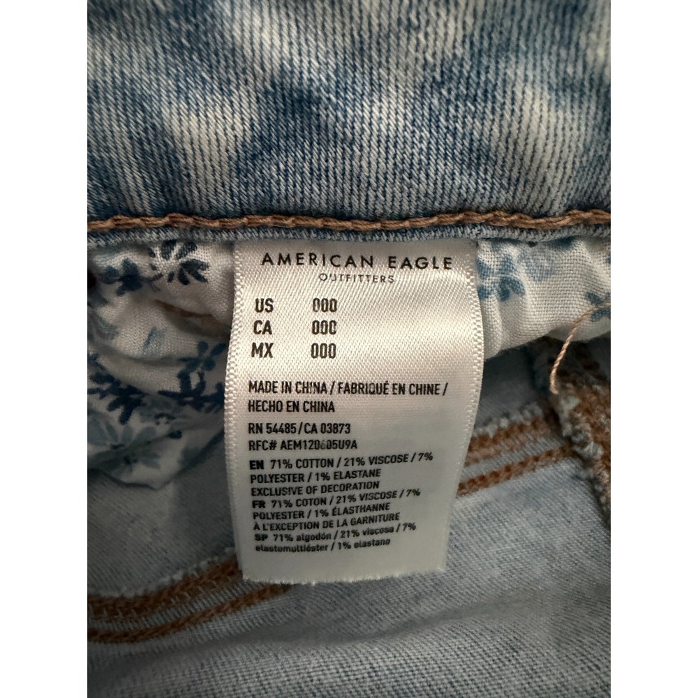American Eagle Hi-Rise Shortie Jean Shorts 000 Denim Cut Off Coquette Soft Girl - Picture 12 of 13